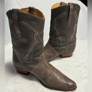 Jean Pier Clemente Vintage Leather Snakeskin Reptile Cowboy Western Boots Mens10